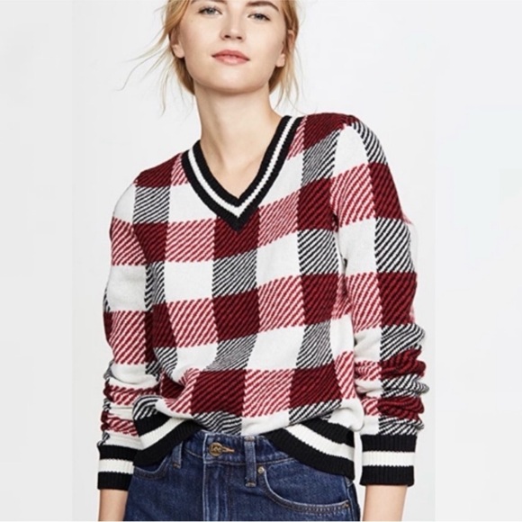 RAG & BONE Gabby plaid check v-neck - Picture 1 of 13